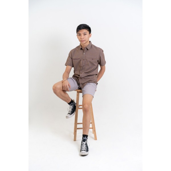 Men Collar Button Lattice Blouse